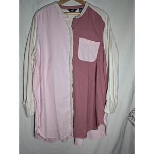 Lands End Womens Color Block Button Down Flannel‎ Shirt Sz 1x 16-18 Pockets